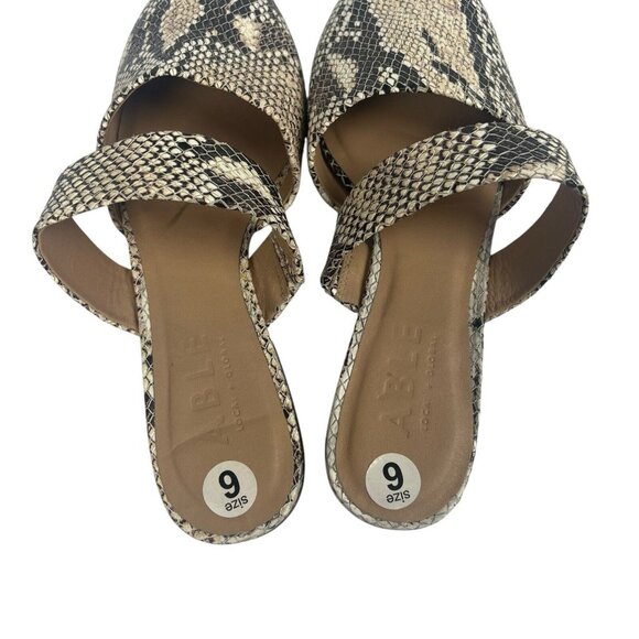 ABLE Joselyne Mule Flats Size 6 Pointy Toe Slip On Reptile Snake Python Embossed - Picture 4 of 10